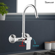 Square Single Lever Wall Mount Kitchen Sink Mixer Tap - by Specule